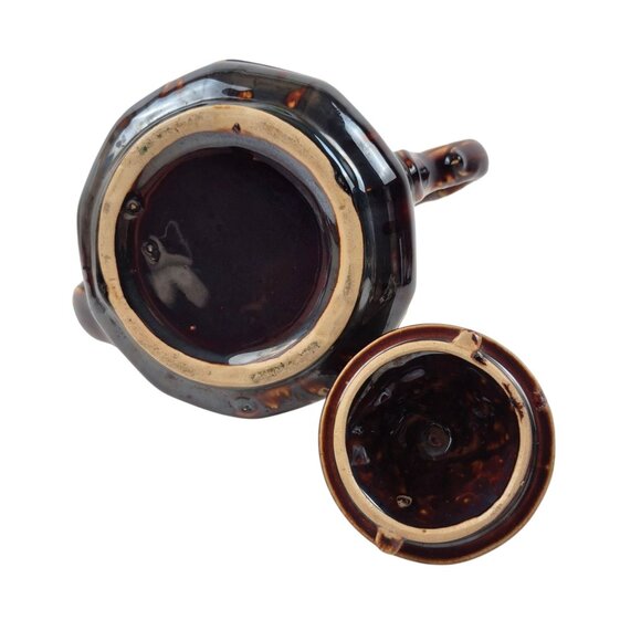 Vintage Rockingham Style Rebekah At The Well Coffee Tea Pitcher Brown Drip Glaze - Picture 3 of 10